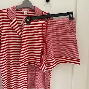 NWT! Victoria's Secret Red and White Striped Pajama Set